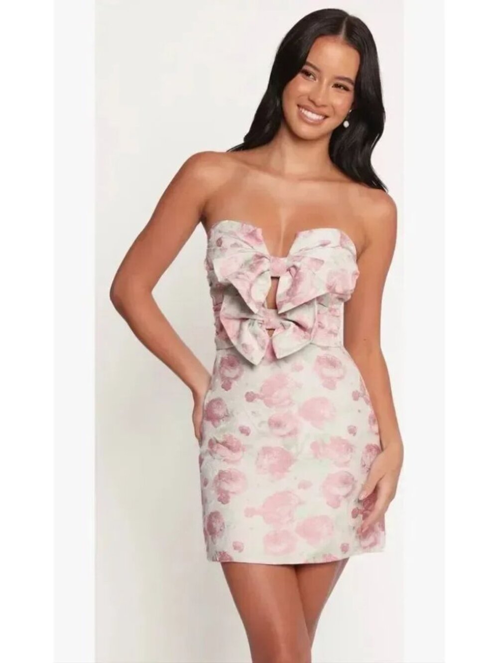 New Petal & Pup Fable Metallic Bow Strapless Cocktail Minidress Size L